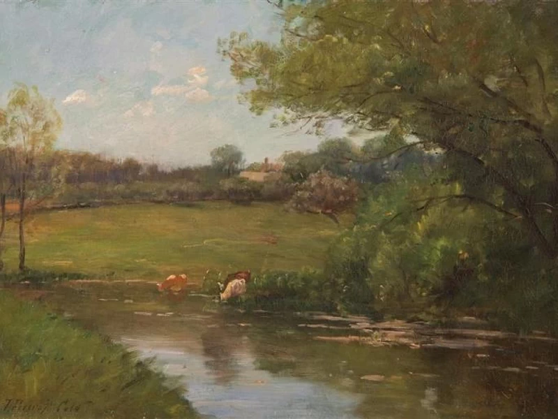 1837-Joseph Foxcroft Cole - Mucche al fiume